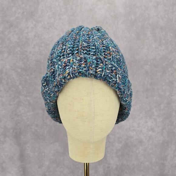 Blue Pink Crochet Knit Bucket Cap Hat Fun Vintage Y2K Funky Beanie - Picture 2 of 4